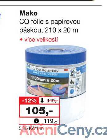Mako CQ fólie s papírovou páskou, 210 x 20 m