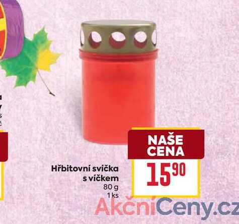 Hřbitovní svíčka s víčkem 80 g