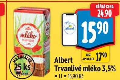  Albert  Trvanlivé mléko 3,5%  1 l