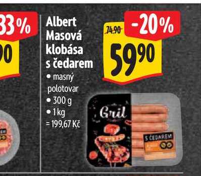 Albert  Masová klobása s čedarem 300 g