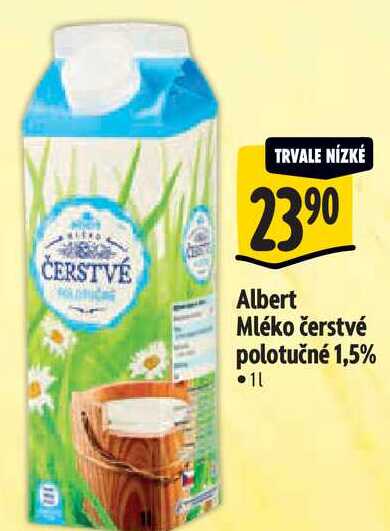  Albert Mléko čerstvé polotučné 1,5% 1 l