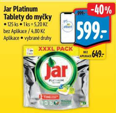 Jar Platinum Tablety do myčky, 125 ks 
