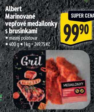 Albert Marinované vepřové medailonky s brusinkami, 400 g