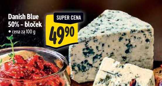 Danish Blue 50% - bloček, cena za 100 g 