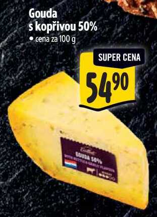 Gouda s kopřivou 50%, cena za 100 g