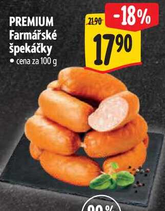 PREMIUM Farmářské špekáčky, cena za 100 g 