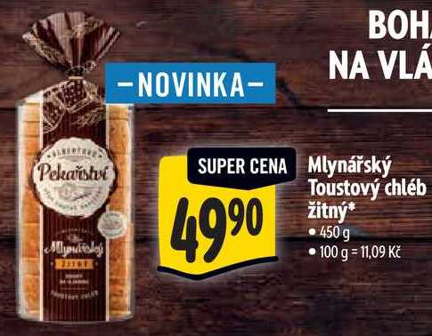 Mlynářský Toustový chléb žitný, 450 g