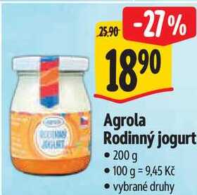 Agrola Rodinný jogurt, 200 g 