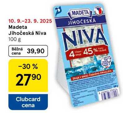 Madeta Jihočeská Niva, 100 g 
