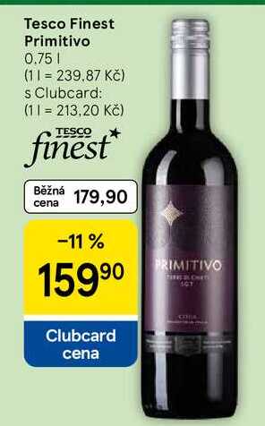 Tesco Finest Primitivo, 0.75 l