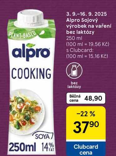 Alpro Sojový výrobek na vaření bez laktózy, 250 ml 