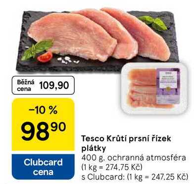 Tesco Krůtí prsní řízek plátky, 400 g 