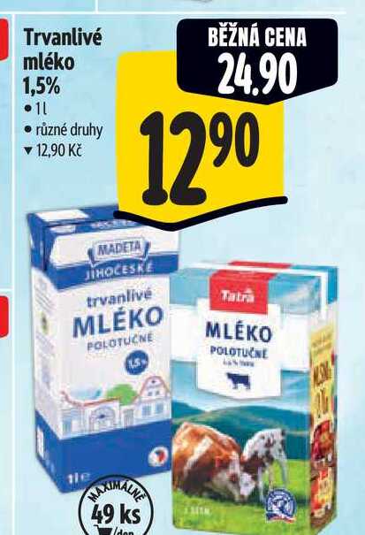 Trvanlivé mléko 1 l