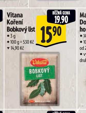   Vitana Koření Bobkový list  3g  