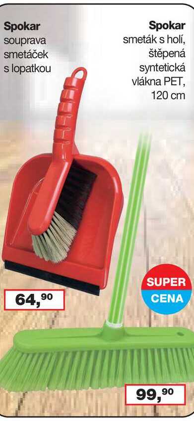 Spokar smeták s holí, štěpená syntetická vlákna PET, 120 cm 