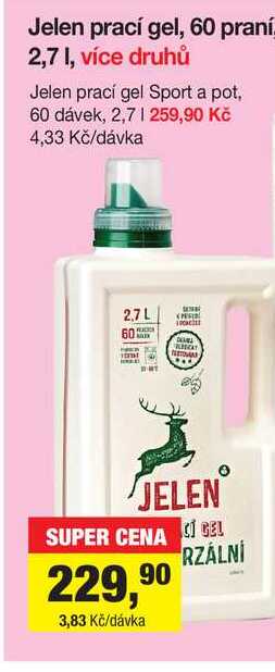 Jelen prací gel, 60 praní 2,7l