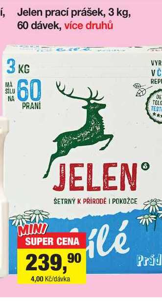 Jelen prací prášek, 3 kg, 60 dávek, více druhů 