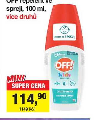 OFF kids repelent ve spreji, 100 ml, více druhů 