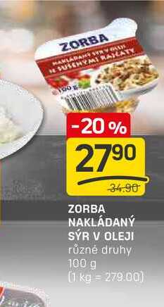 ZORBA NAKLÁDANÝ SÝR V OLEJI různé druhy 100 g 