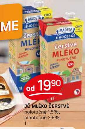 JČ MLÉKO ČERSTVÉ polotučné 1,5% 1l