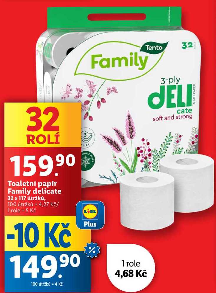 Toaletní papír Family delicate, 32 rolí