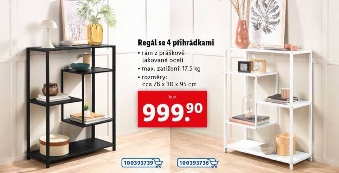 Regál se 4 přihrádkami 