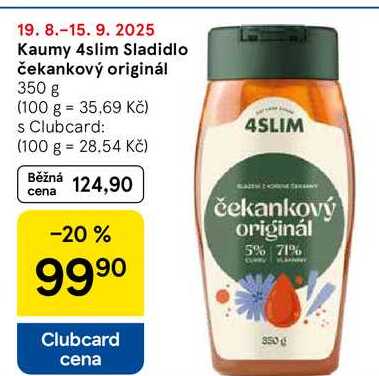 Kaumy 4slim Sladidlo čekankový originál, 350 g 