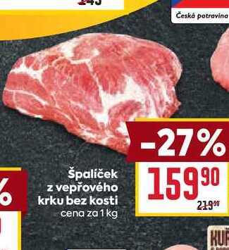 špalíček z vepřového krku bez kosti cena za 1 kg 