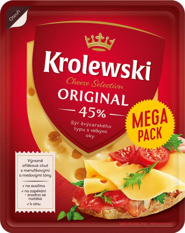 Krolewski 45% plátky polotvrdý sýr megapack