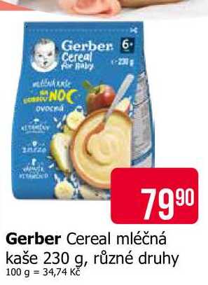Gerber Cereal mléčná kaše 230 g, různé druhy