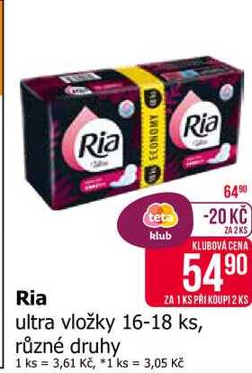 Ria 5490 ultra vložky 16-18 ks, různé druhy 