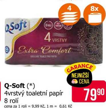 Q-Soft 4vrstvý toaletní papír 8 rolí 