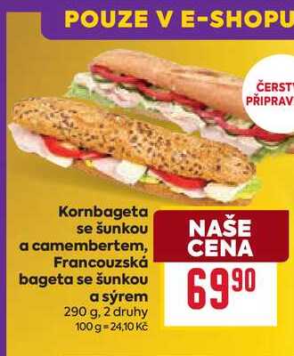 Kornbageta se šunkou a camembertem, Francouzská bageta se šunkou a sýrem 290 g