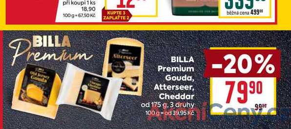 BILLA Premium Gouda, Atterseer, Cheddar od 175 g
