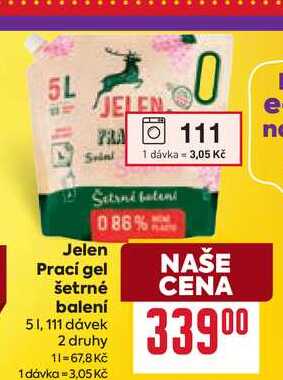 Jelen Prací gel šetrné balení 51,111 dávek 