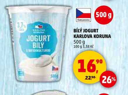 BÍLÝ JOGURT KARLOVA KORUNA, 500 g 