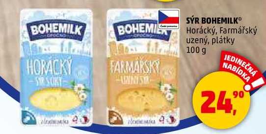 SÝR BOHEMILK Horácký, Farmářský uzený, plátky, 100 g  