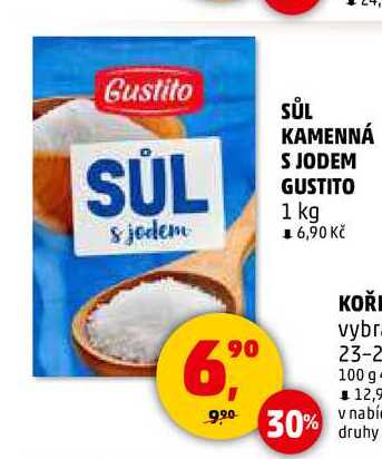 SŮL KAMENNÁ S JODEM GUSTITO, 1 kg  