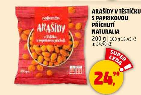 ARAŠÍDY V TĚSTÍČKU S PAPRIKOVOU PŘÍCHUTÍ NATURALIA, 200 g 