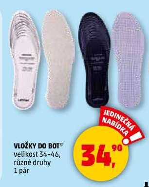 VLOŽKY DO BOT velikost 34-46, různé druhy, 1 pár  
