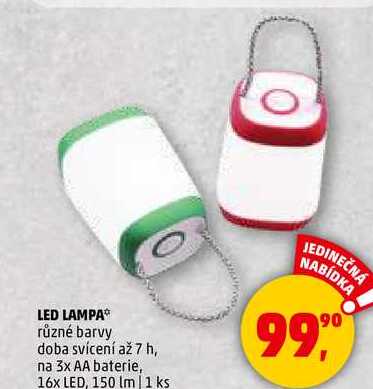 LED LAMPA různé barvy doba svícení až 7 h, na 3x AA baterie, 16x LED, 150 lm, 1 ks 