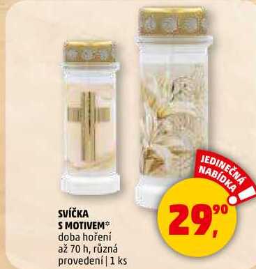 SVÍČKA S MOTIVEM doba hoření až 70 h, různá provedení, 1 ks 