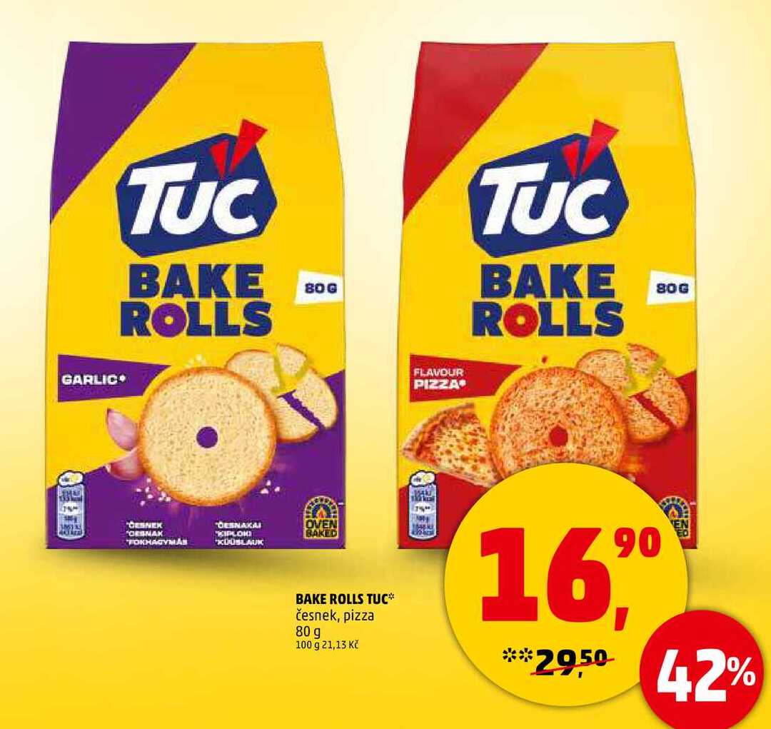BAKE ROLLS TUC česnek, pizza, 80 g 