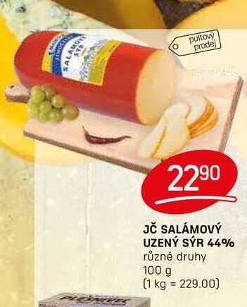 JČ SALÁMOVÝ UZENÝ SÝR 44% různé druhy 100 g