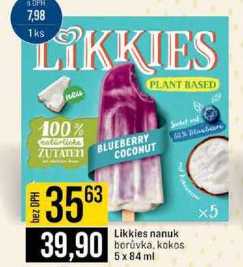 Likkies nanuk borůvka, kokos 5 x 84 ml  