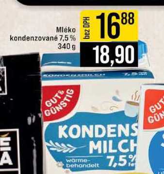 Mléko kondenzované 7,5% 340g  v akci