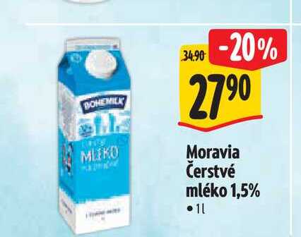   Moravia Čerstvé mléko 1,5% 1 l