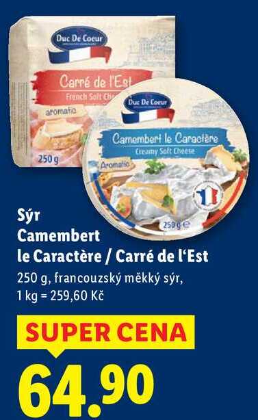 Sýr Camembert le Caractère/Carré de l'Est, 250 g