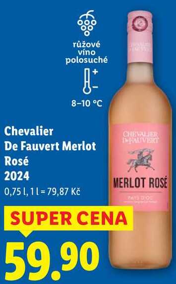 Chevalier De Fauvert Merlot Rosé 2024, 0,75 l