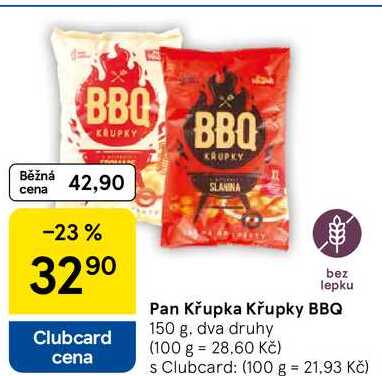 Pan Křupka Křupky BBQ, 150 g, dva druhy